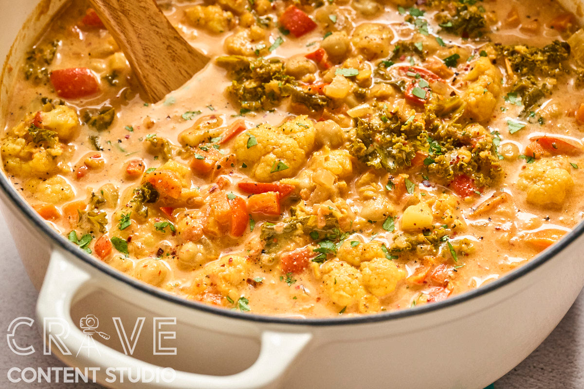 Cauliflower-Kale Chickpea Masala Stew