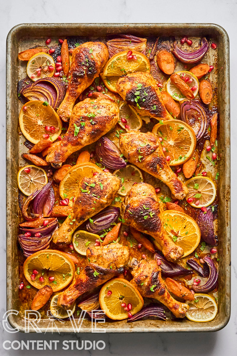 Sheet Pan Spiced Chicken with Citrus and Pomegranate