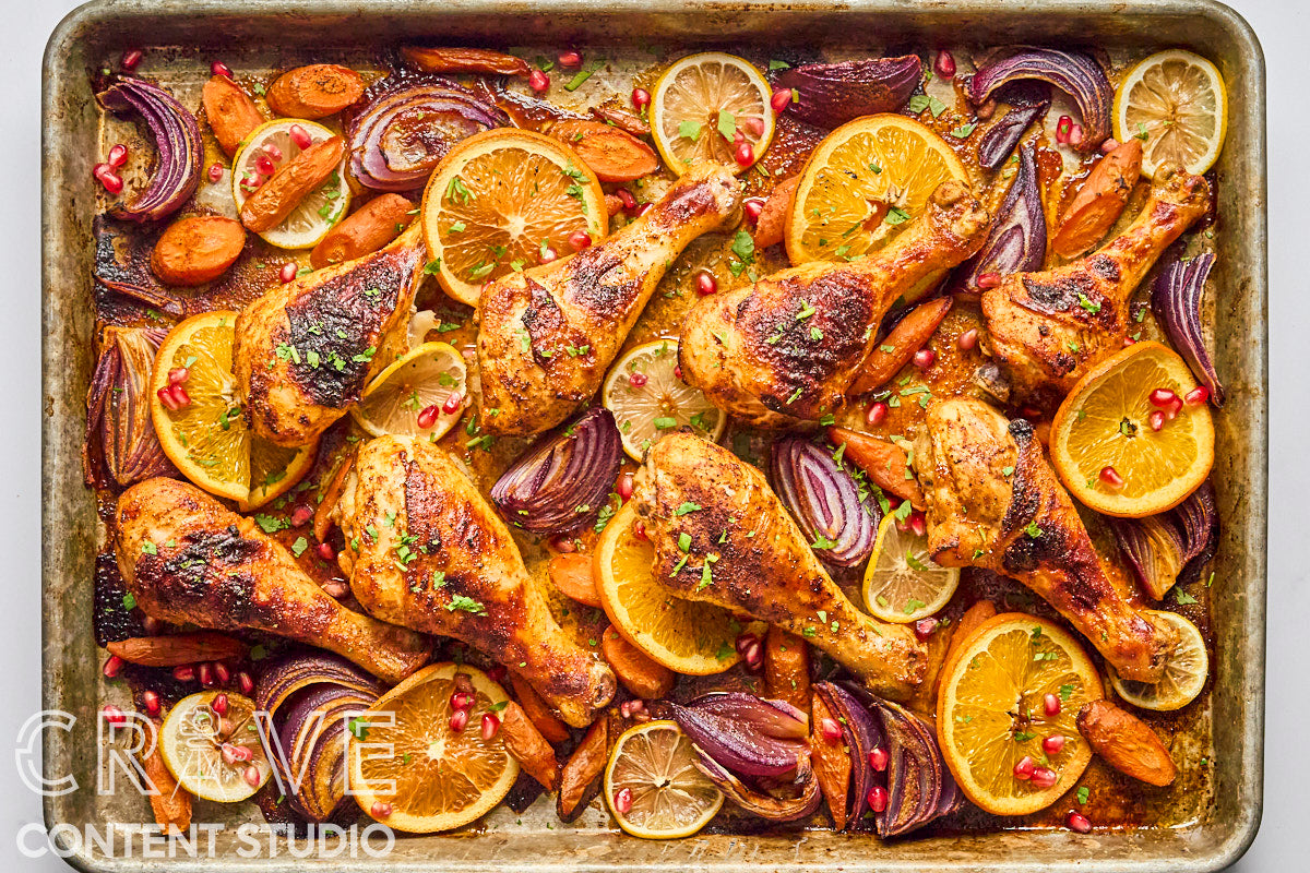 Sheet Pan Spiced Chicken with Citrus and Pomegranate