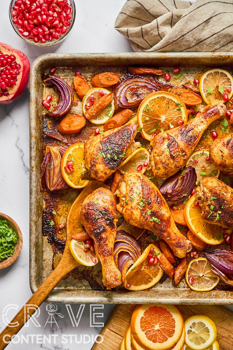 Sheet Pan Spiced Chicken with Citrus and Pomegranate