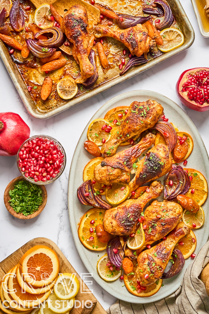 Sheet Pan Spiced Chicken with Citrus and Pomegranate
