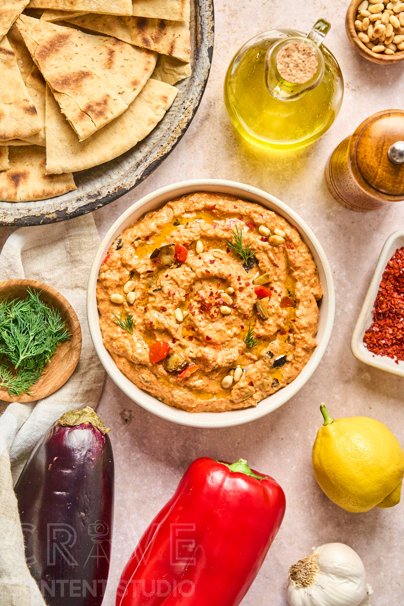 Warm Spiced Eggplant & Red Pepper Dip