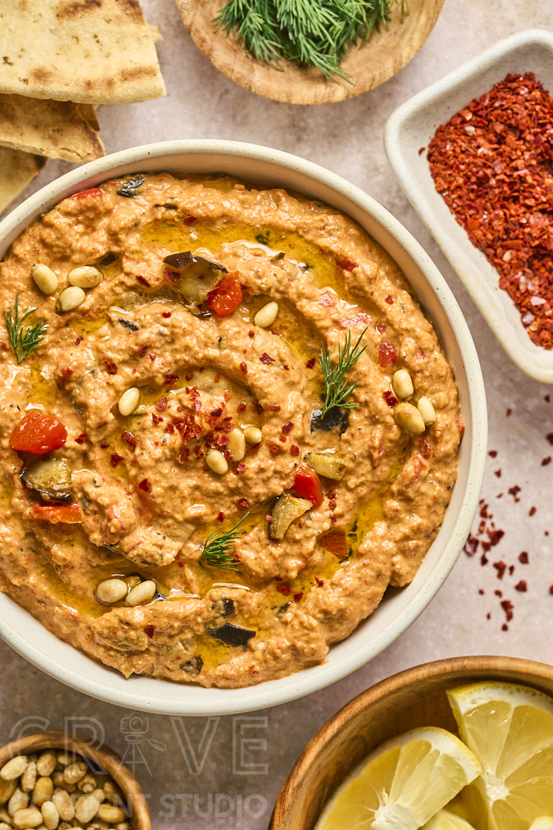 Warm Spiced Eggplant & Red Pepper Dip