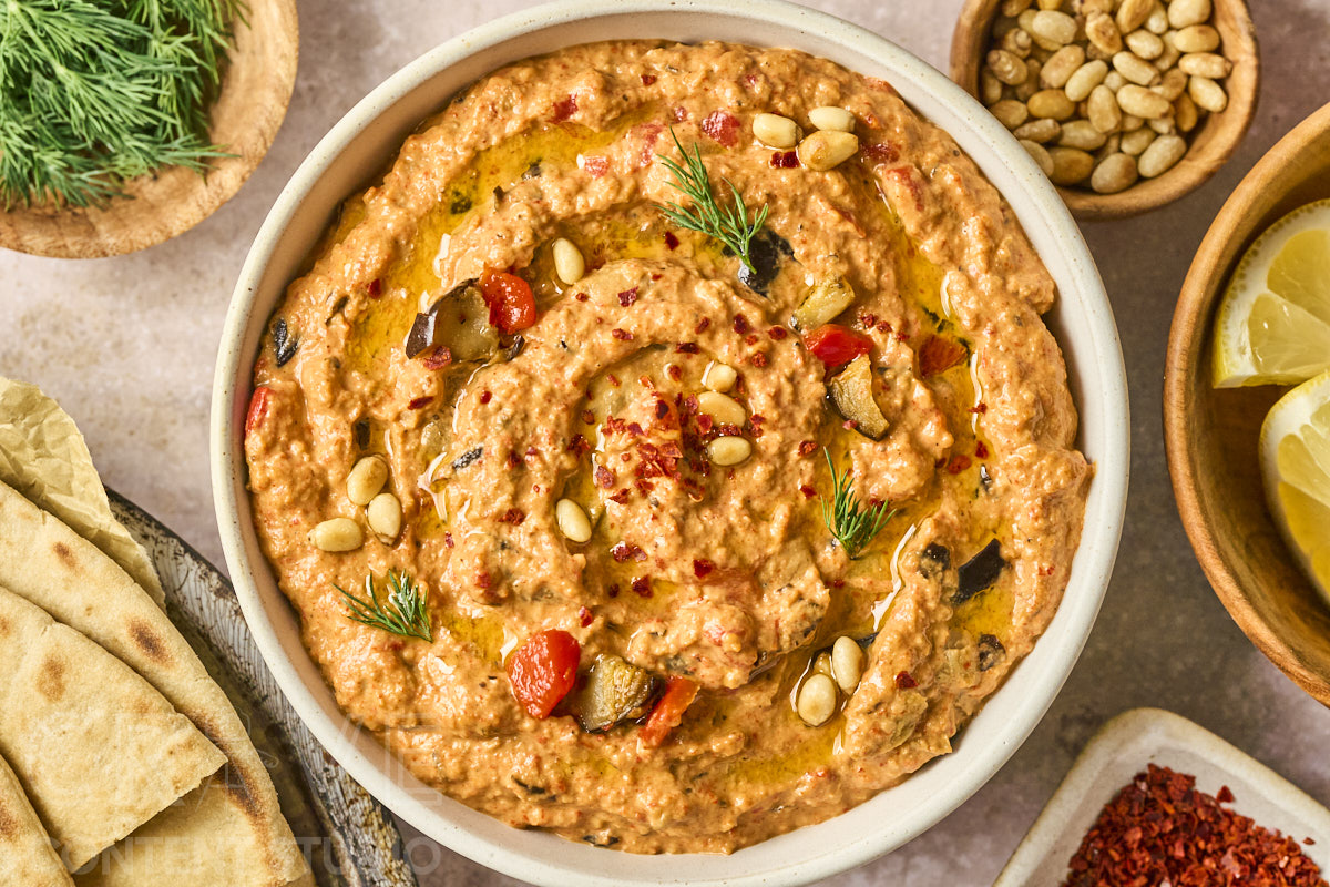 Warm Spiced Eggplant & Red Pepper Dip