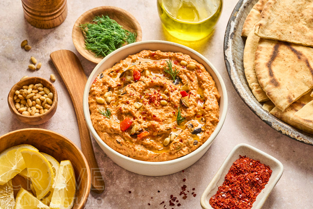 Warm Spiced Eggplant & Red Pepper Dip