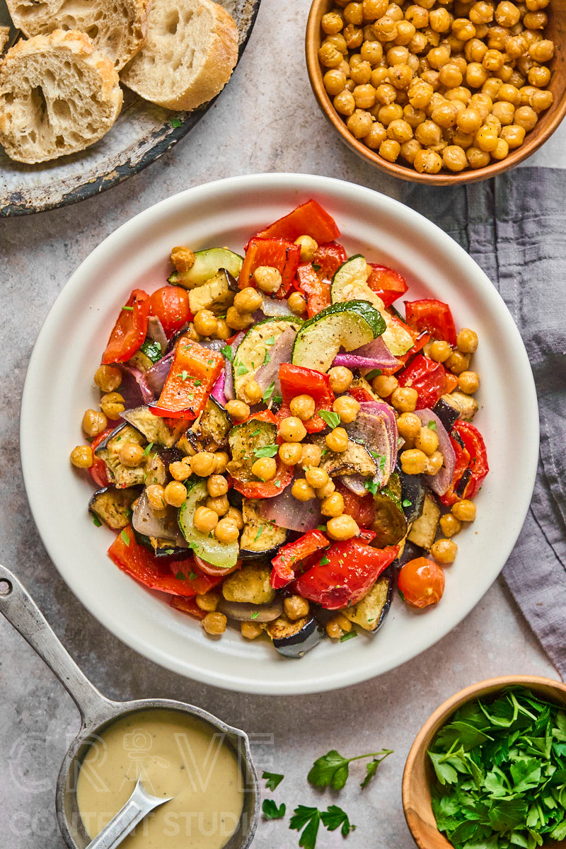Mediterranean Chickpea & Roast Summer Veggie Salad