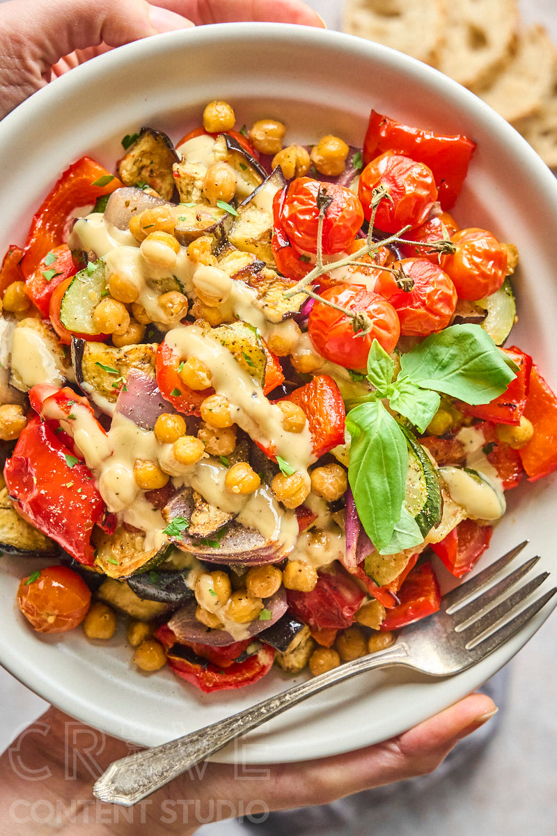 Mediterranean Chickpea & Roast Summer Veggie Salad