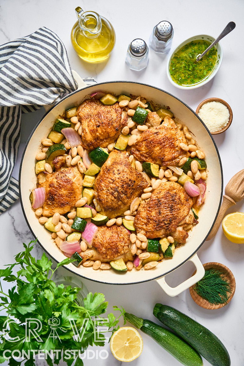 One-Pan Lemon-Herb Chicken with Zucchini & Cannellini Beans
