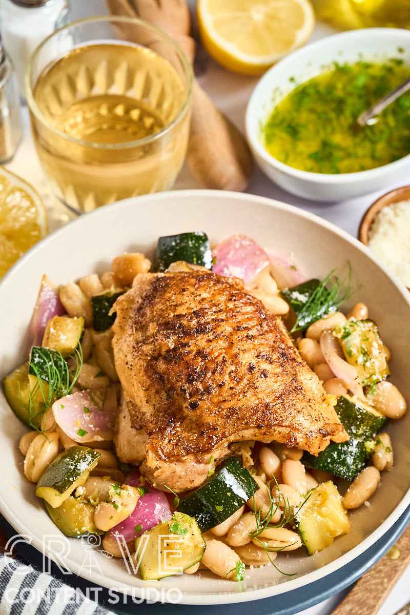 One-Pan Lemon-Herb Chicken with Zucchini & Cannellini Beans