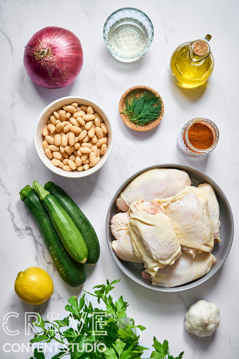One-Pan Lemon-Herb Chicken with Zucchini & Cannellini Beans