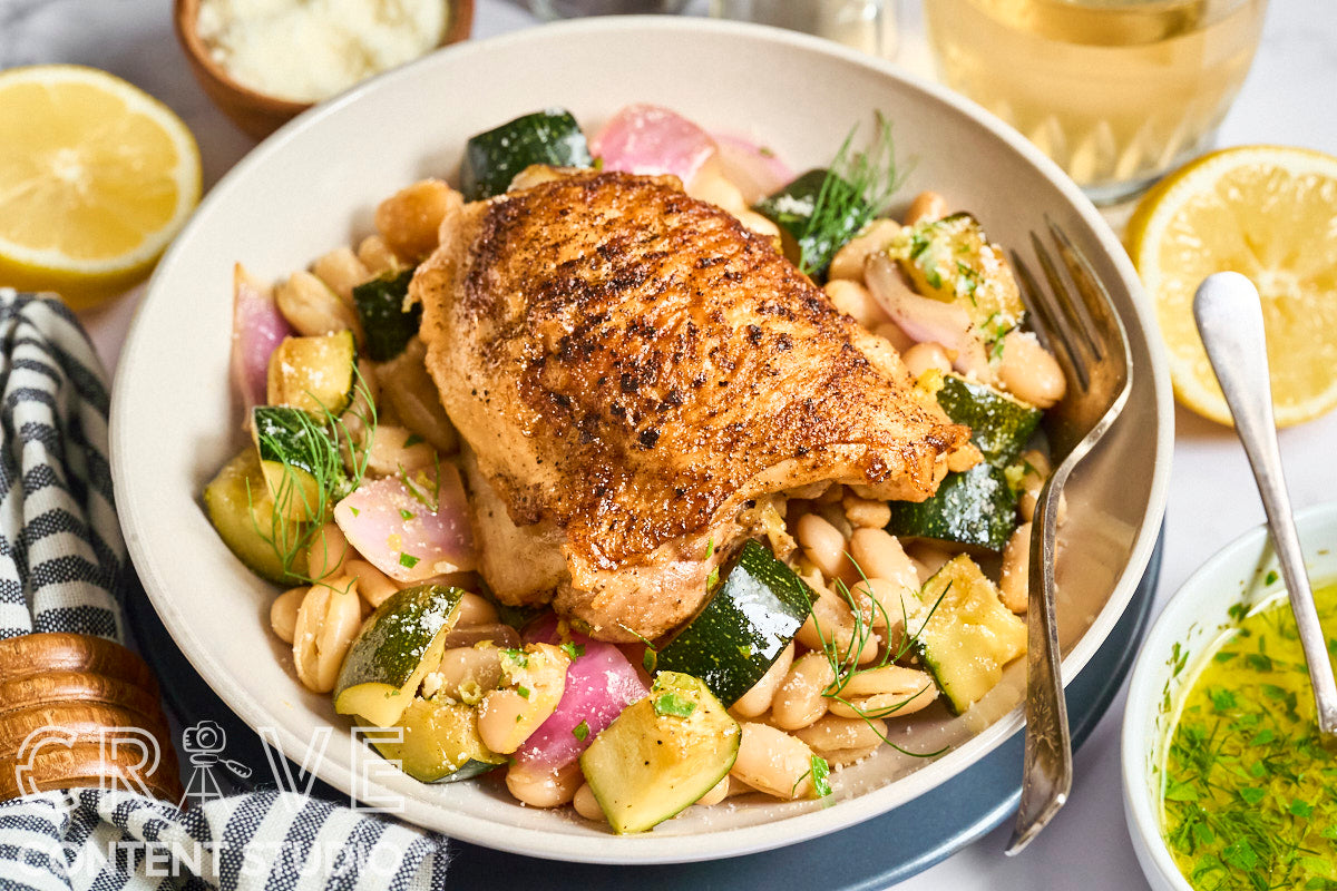 One-Pan Lemon-Herb Chicken with Zucchini & Cannellini Beans