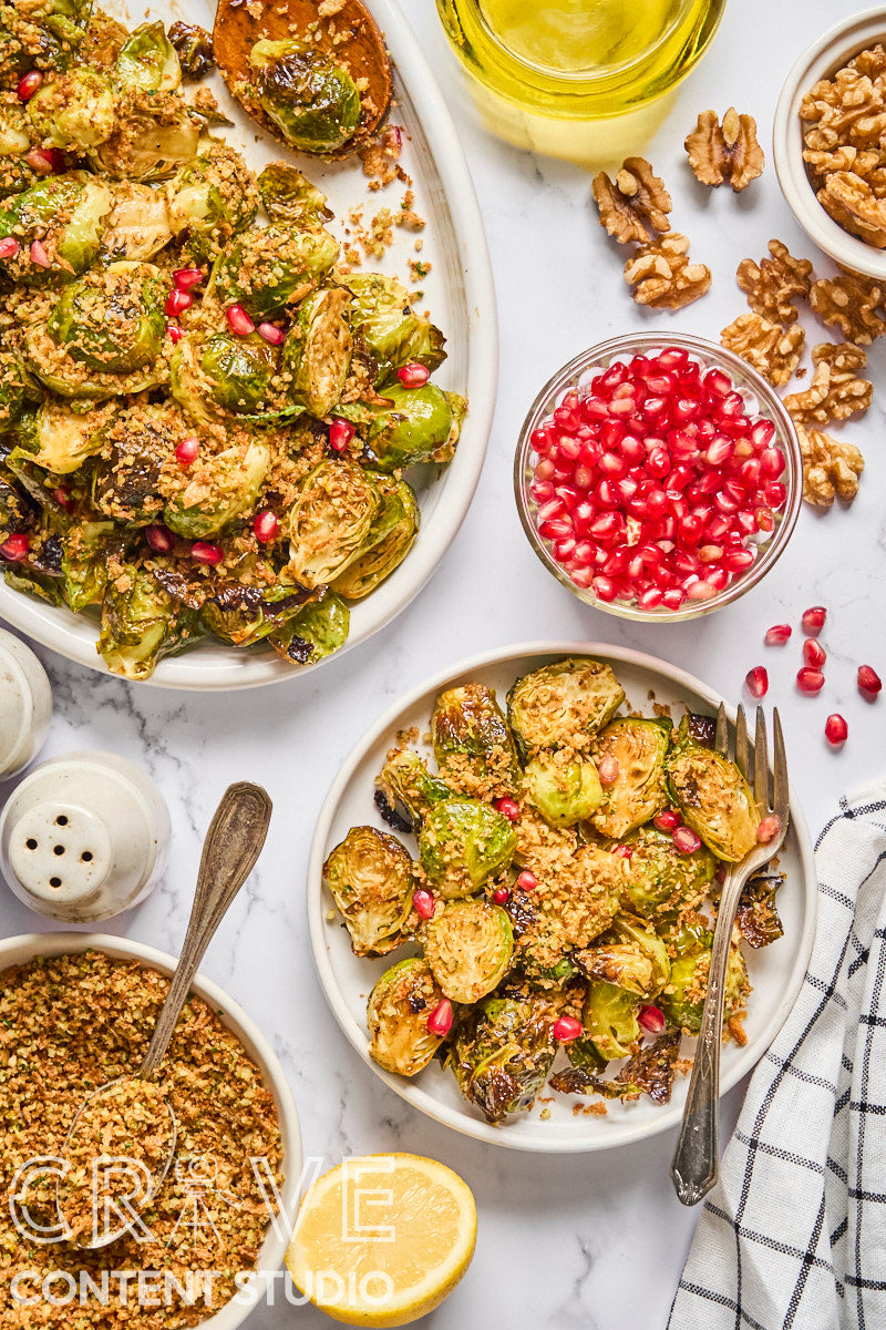 Roasted Balsamic Brussels Sprouts with Walnut Pangrattato