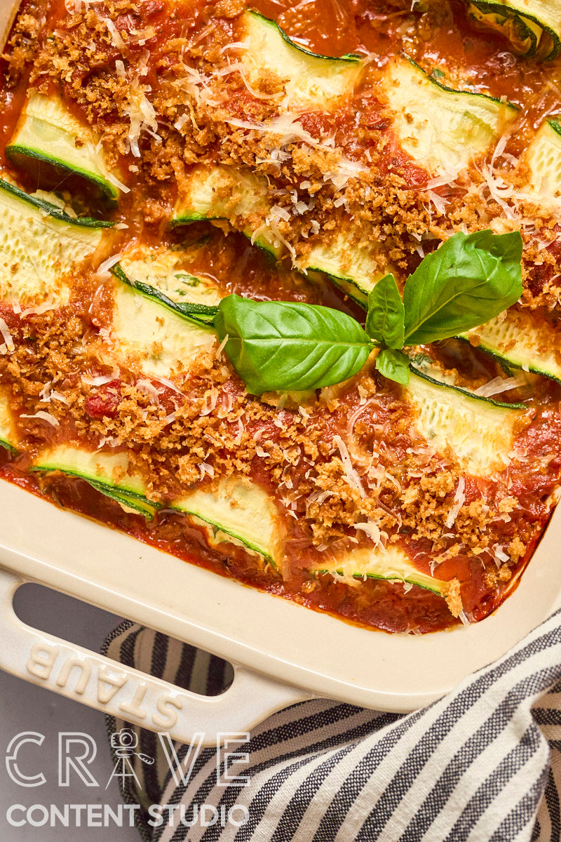 Tomato-Basil Zucchini Rollatini