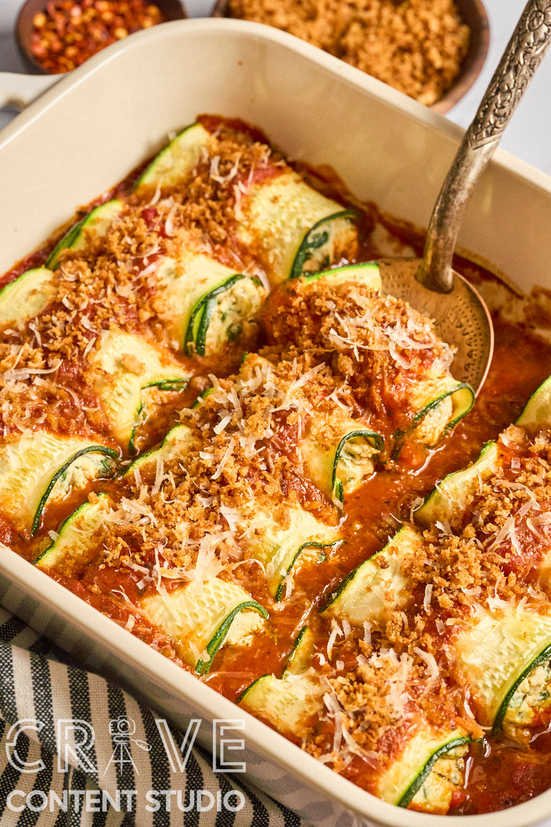 Tomato-Basil Zucchini Rollatini
