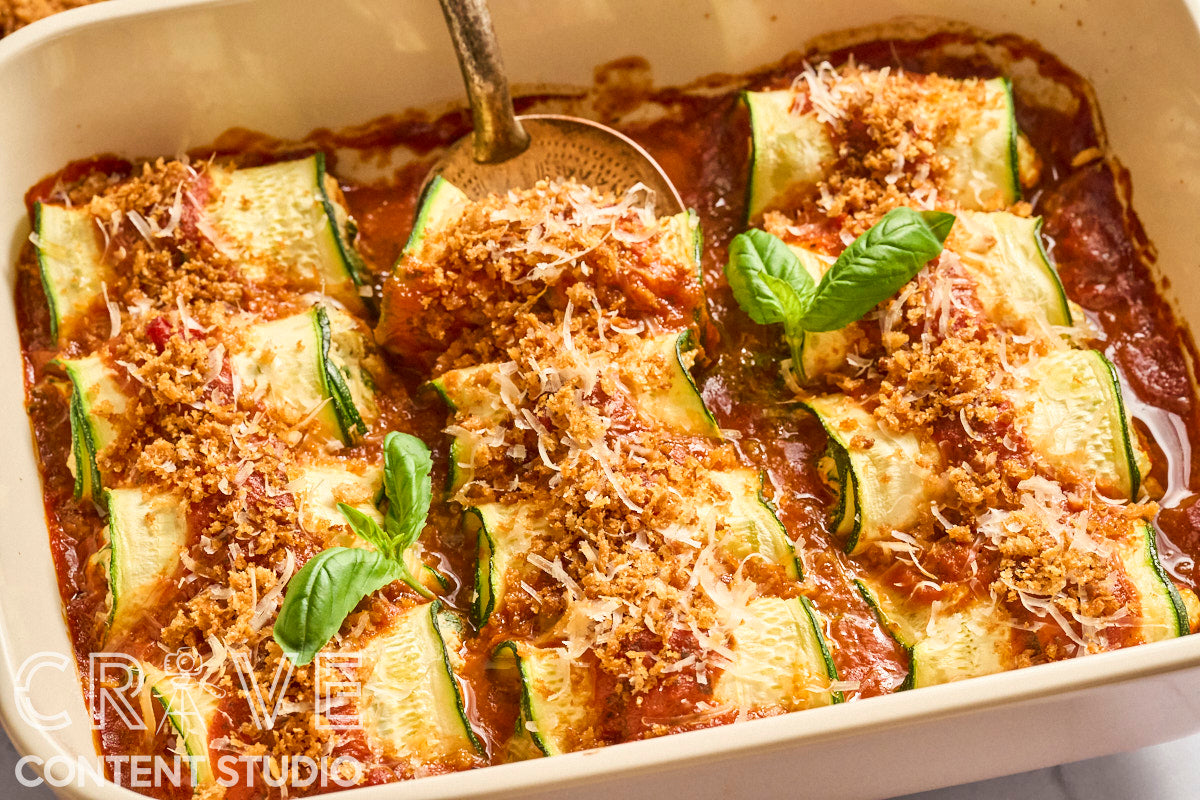 Tomato-Basil Zucchini Rollatini