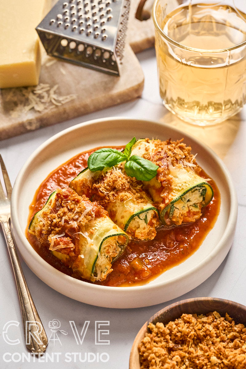 Tomato-Basil Zucchini Rollatini