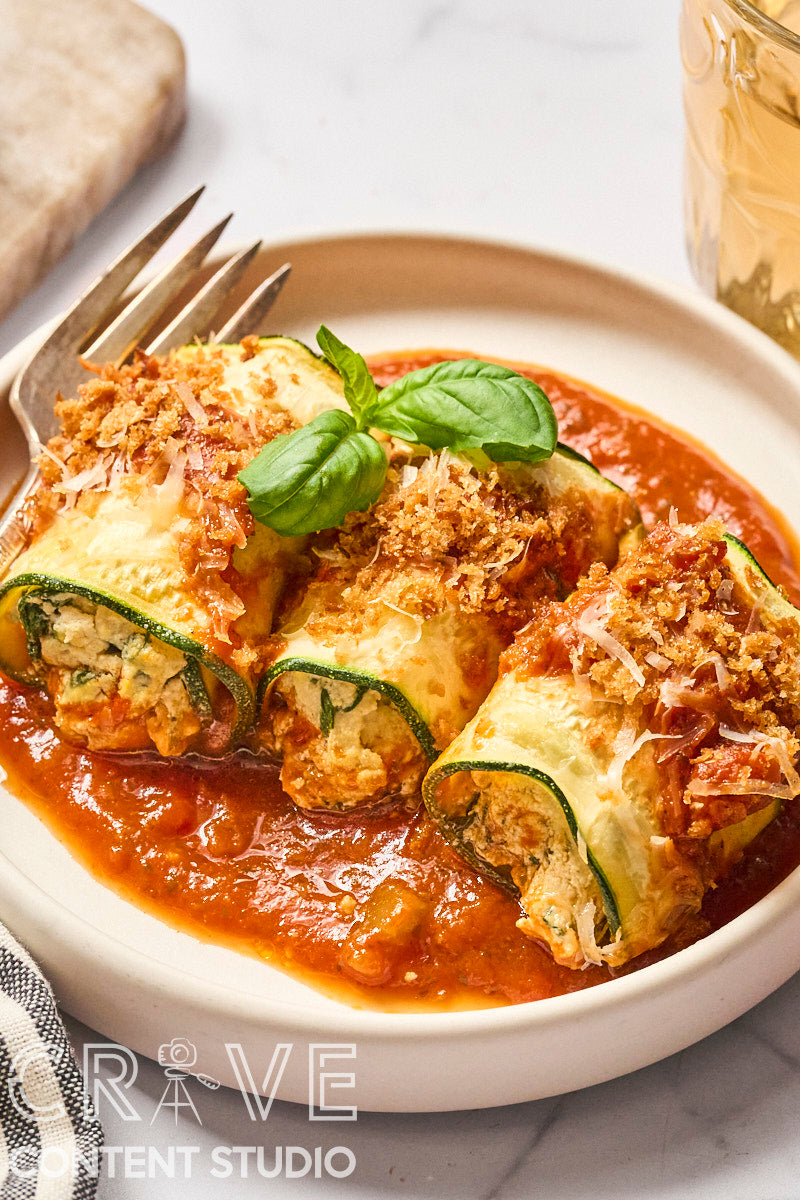 Tomato-Basil Zucchini Rollatini