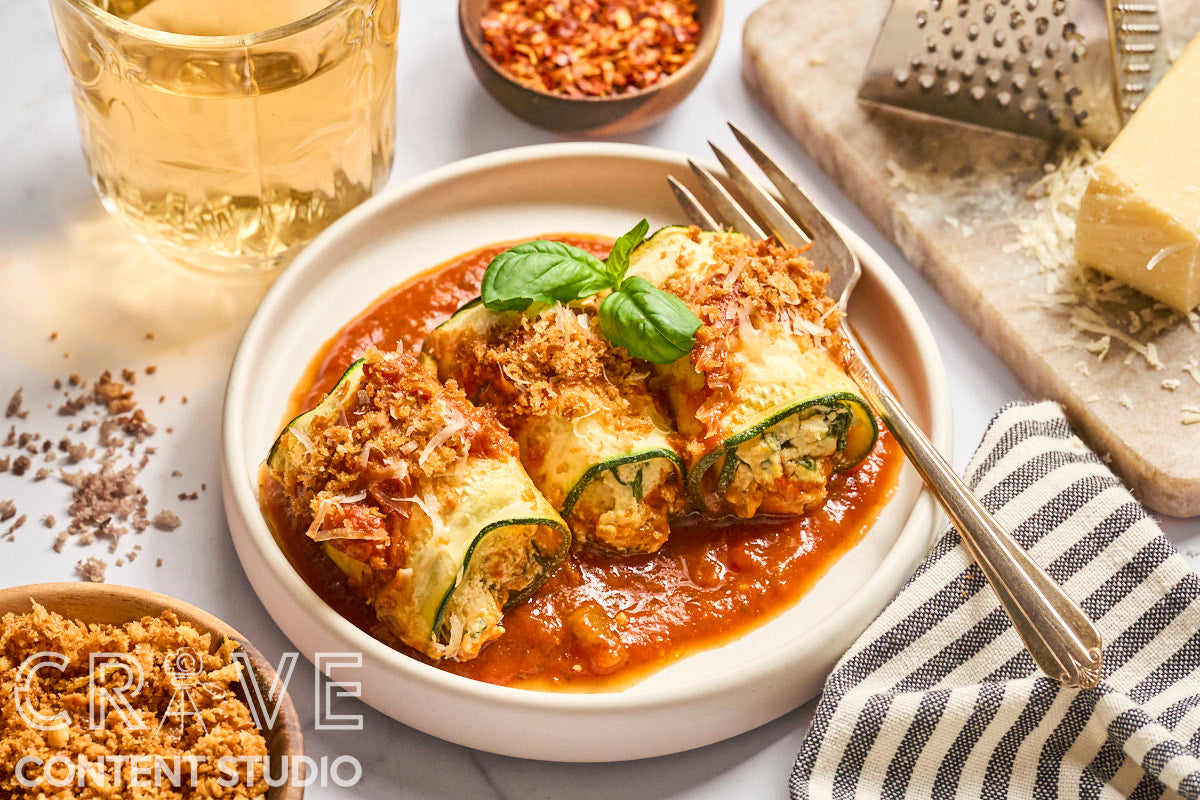 Tomato-Basil Zucchini Rollatini