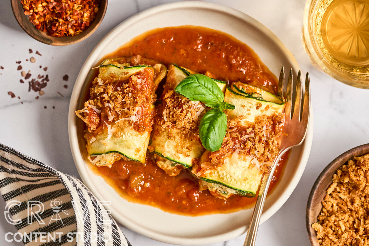 Tomato-Basil Zucchini Rollatini