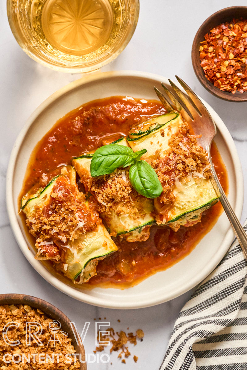 Tomato-Basil Zucchini Rollatini
