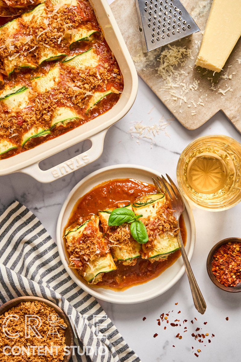 Tomato-Basil Zucchini Rollatini