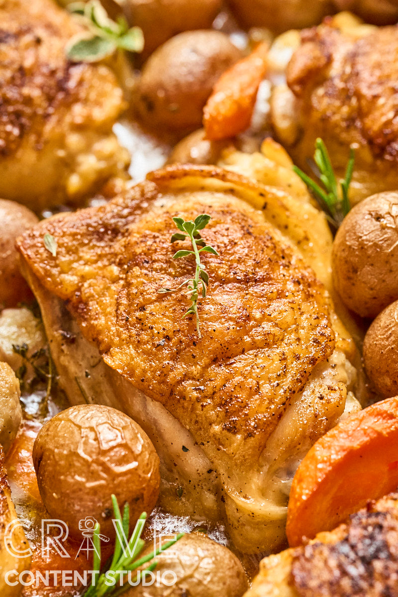 Beer-Braised Dijon Chicken with Roasted Potatoes and Carrots