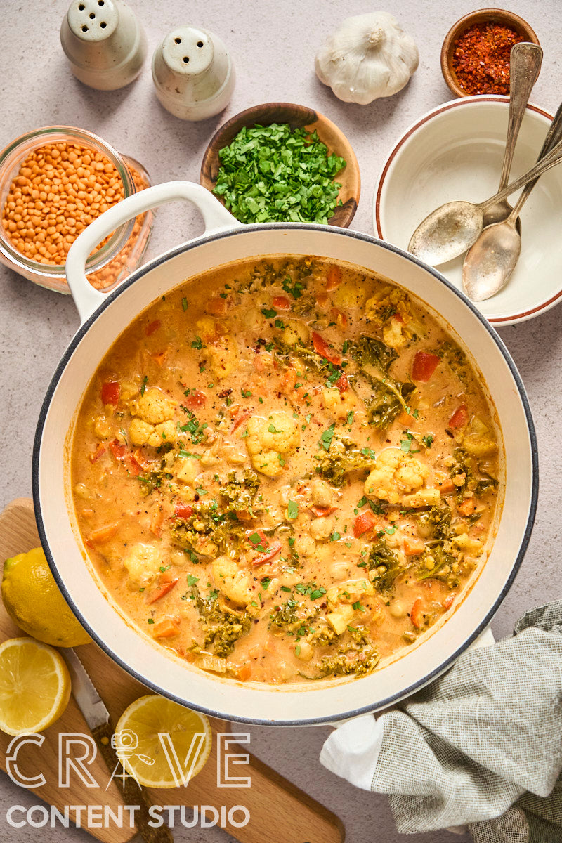 Cauliflower-Kale Chickpea Masala Stew