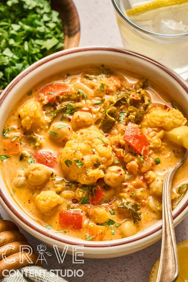 Cauliflower-Kale Chickpea Masala Stew