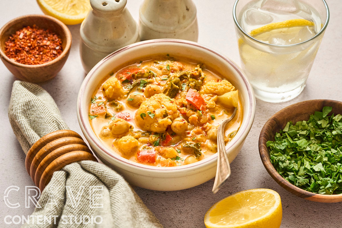 Cauliflower-Kale Chickpea Masala Stew