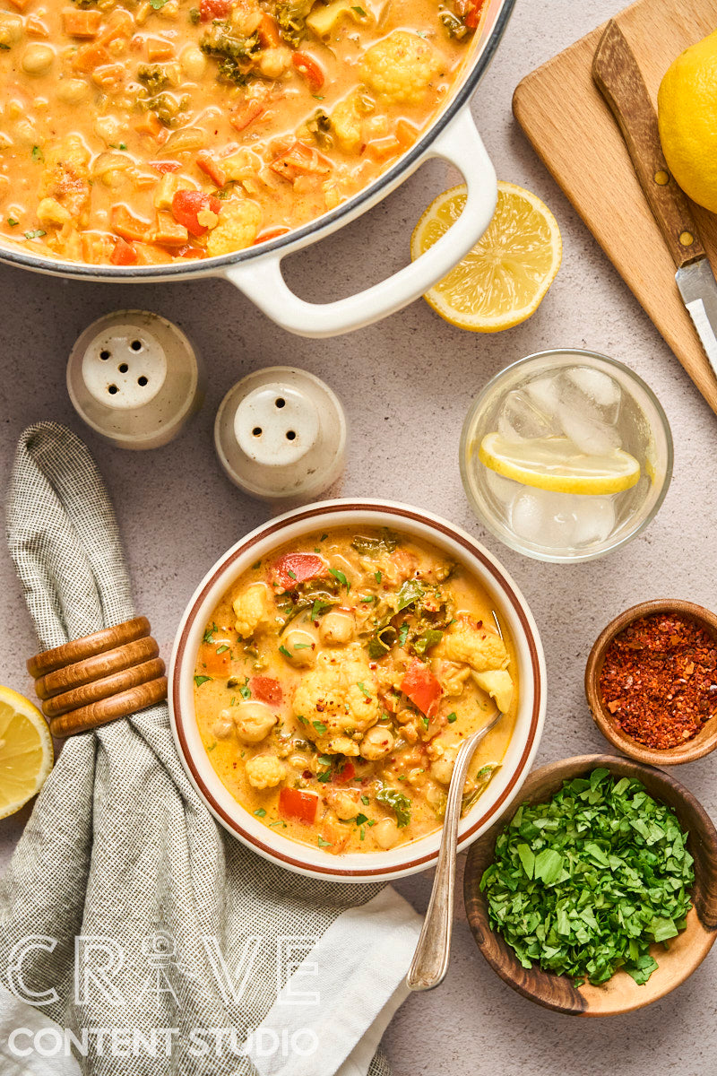 Cauliflower-Kale Chickpea Masala Stew