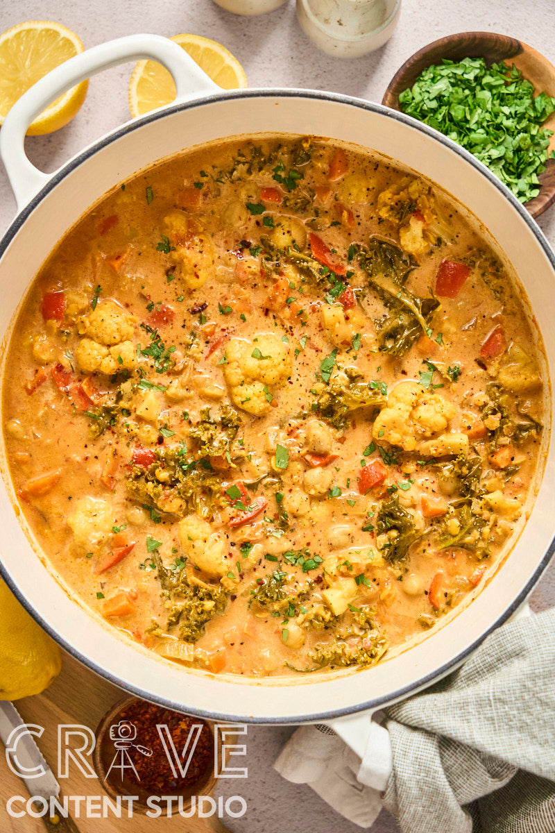 Cauliflower-Kale Chickpea Masala Stew
