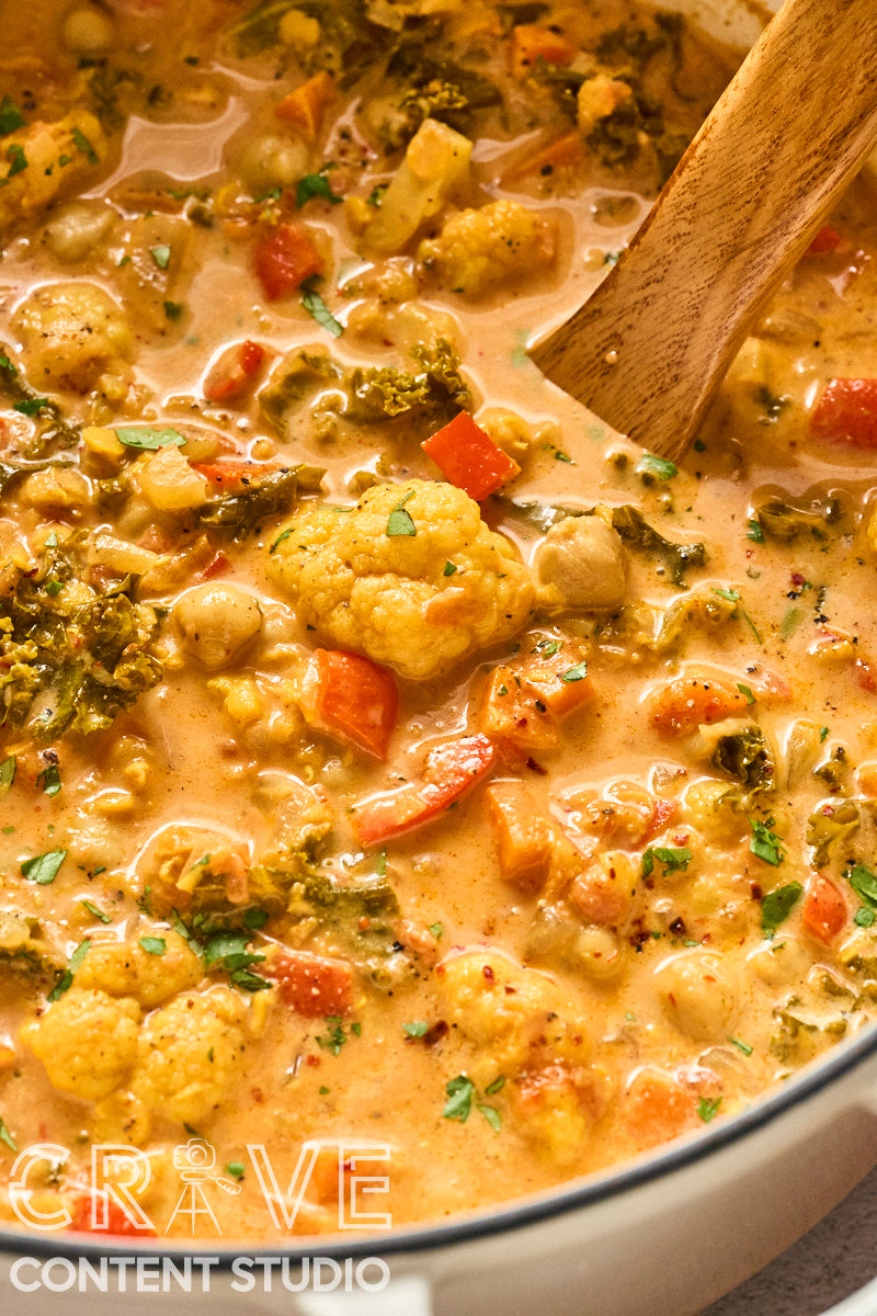 Cauliflower-Kale Chickpea Masala Stew