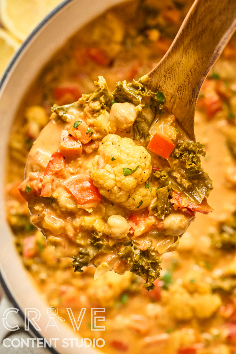 Cauliflower-Kale Chickpea Masala Stew