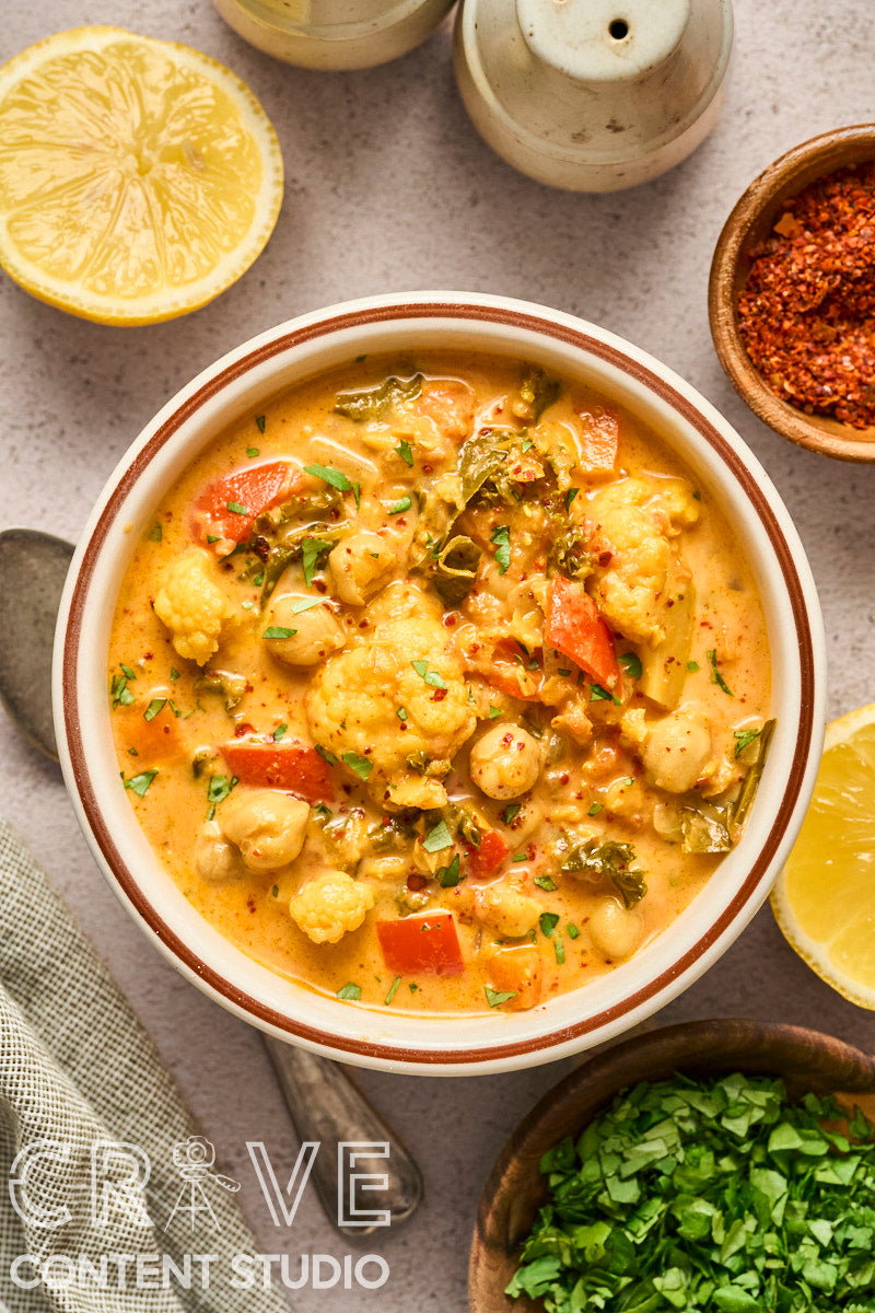 Cauliflower-Kale Chickpea Masala Stew