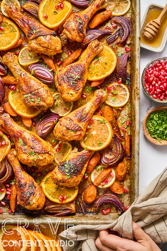 Sheet Pan Spiced Chicken with Citrus and Pomegranate