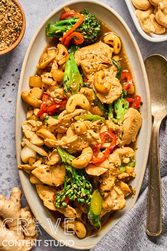 Ginger-Sesame Cashew Chicken Stir Fry