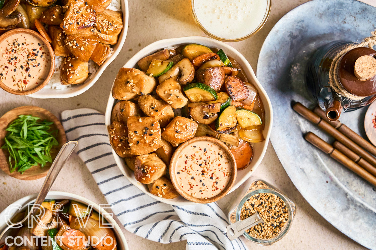 Hibachi Chicken & Vegetables with Yum Yum Sauce