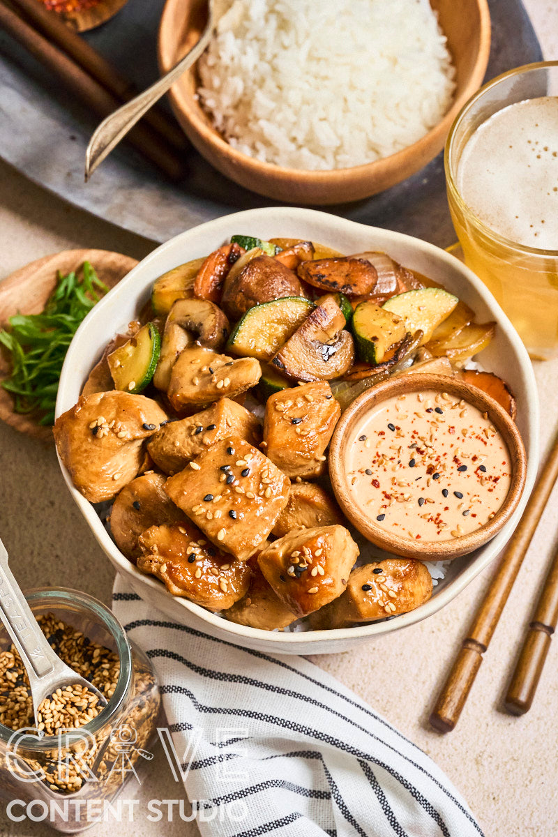 Hibachi Chicken & Vegetables with Yum Yum Sauce