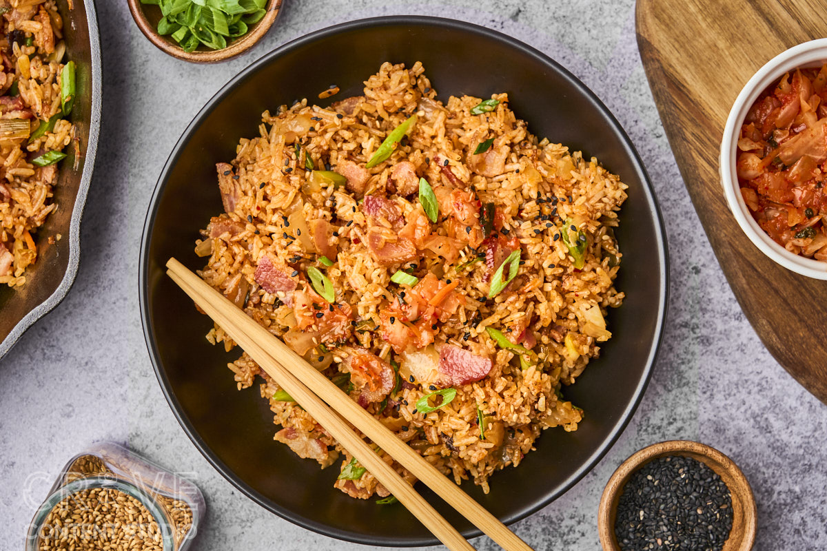 Kimchi Fried Rice with Bacon