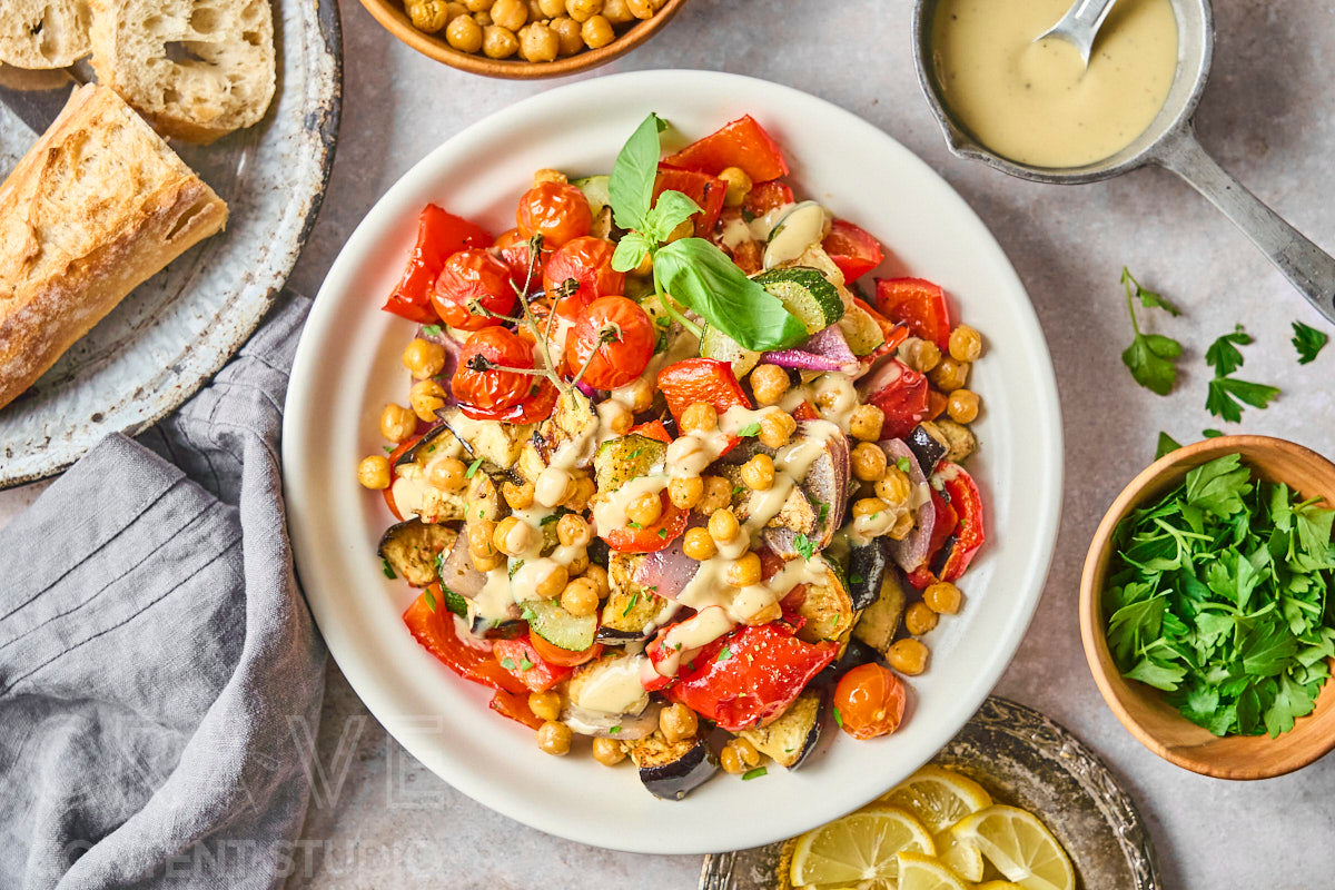 Mediterranean Chickpea & Roast Summer Veggie Salad