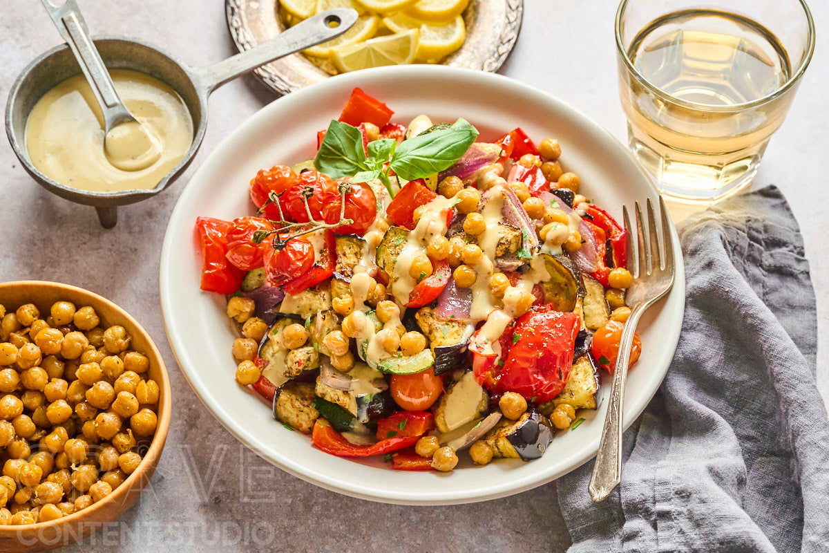Mediterranean Chickpea & Roast Summer Veggie Salad