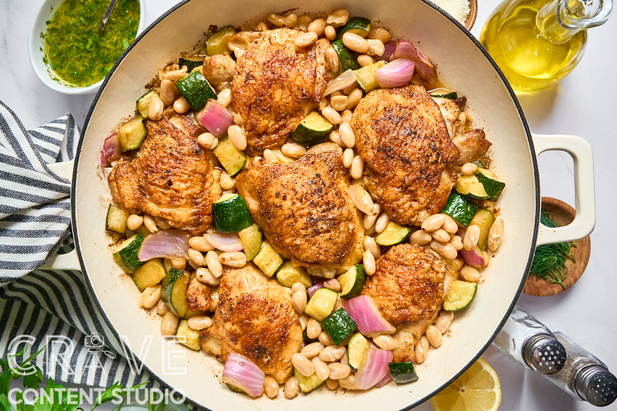 One-Pan Lemon-Herb Chicken with Zucchini & Cannellini Beans