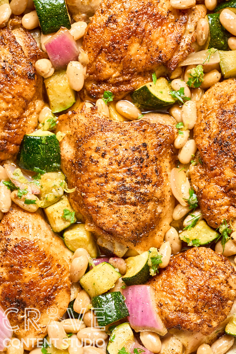 One-Pan Lemon-Herb Chicken with Zucchini & Cannellini Beans