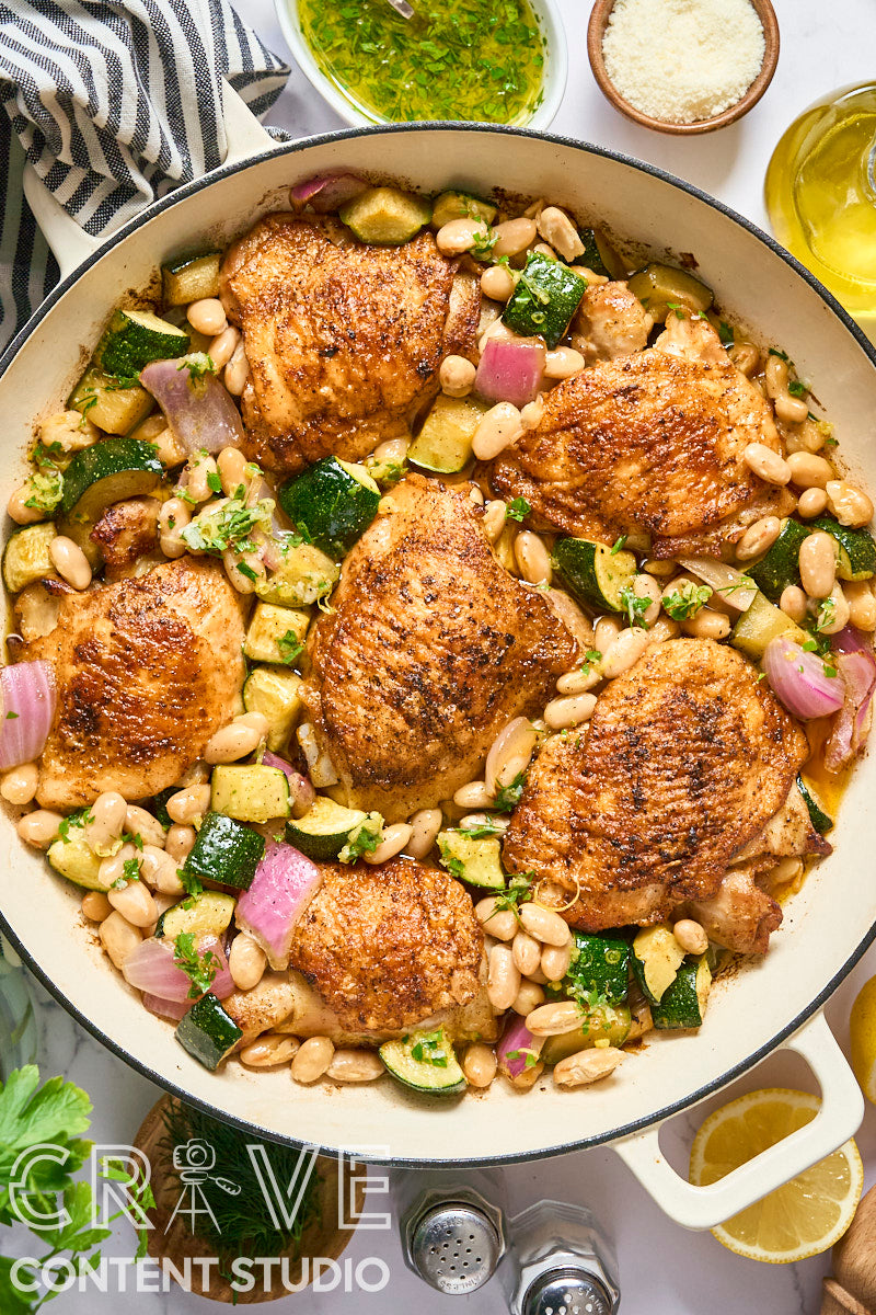 One-Pan Lemon-Herb Chicken with Zucchini & Cannellini Beans
