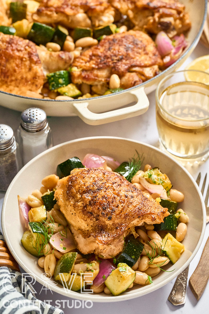 One-Pan Lemon-Herb Chicken with Zucchini & Cannellini Beans