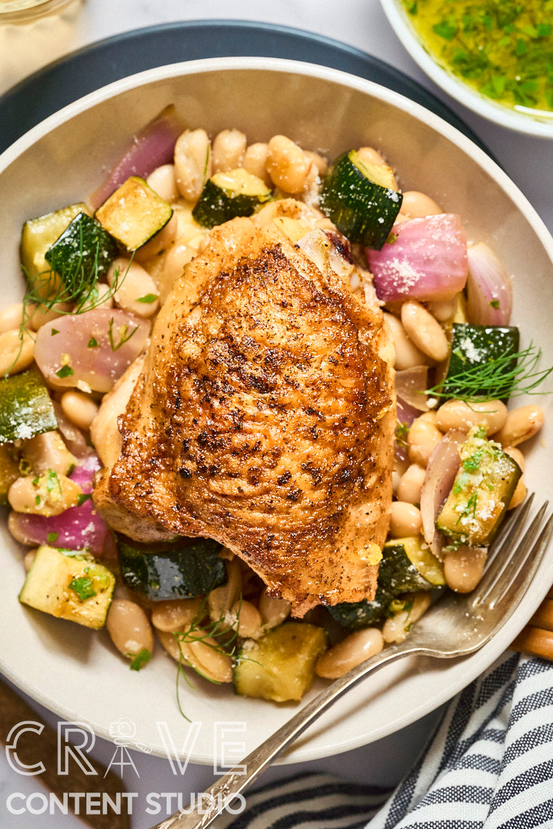 One-Pan Lemon-Herb Chicken with Zucchini & Cannellini Beans