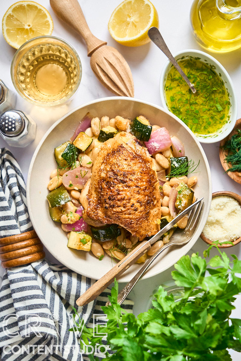 One-Pan Lemon-Herb Chicken with Zucchini & Cannellini Beans