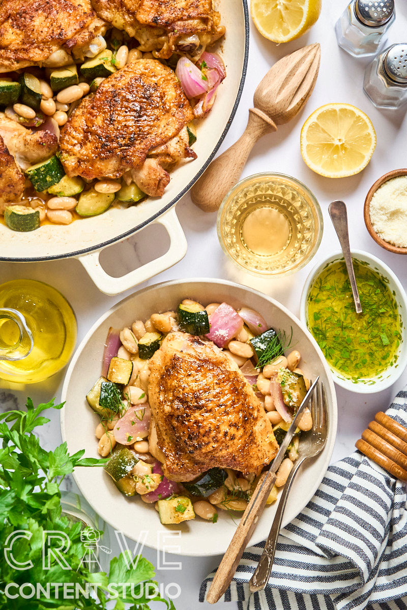 One-Pan Lemon-Herb Chicken with Zucchini & Cannellini Beans
