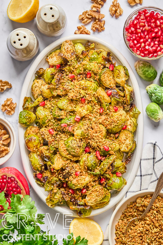Roasted Balsamic Brussels Sprouts with Walnut Pangrattato