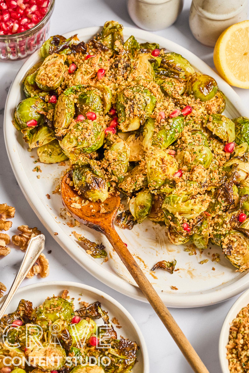 Roasted Balsamic Brussels Sprouts with Walnut Pangrattato